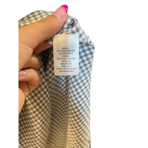 ELLE‎ Women's Medium Sleeveless BLACK & WHITE GINGHAM DRESS with SASH BELT, New - Picture 4 of 5